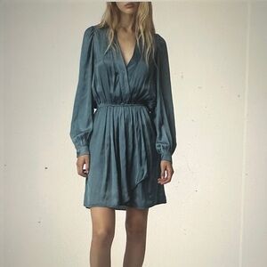 Zadig & Voltaire Satin Blue Long Sleeve Dress